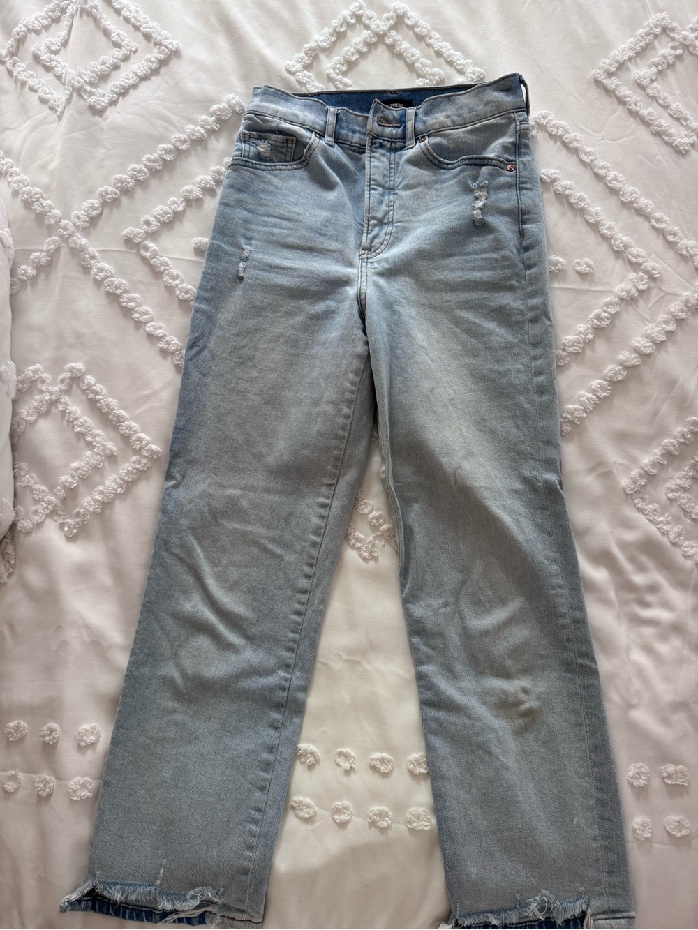Express Light Wash High-Rise Straight-Leg Jeans